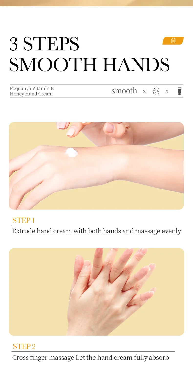 Crème pour les mains au miel et à la vitamine E BIOAQUA, hydratante, anti-rides, blanchissante, nourrissante, soin de la peau des mains