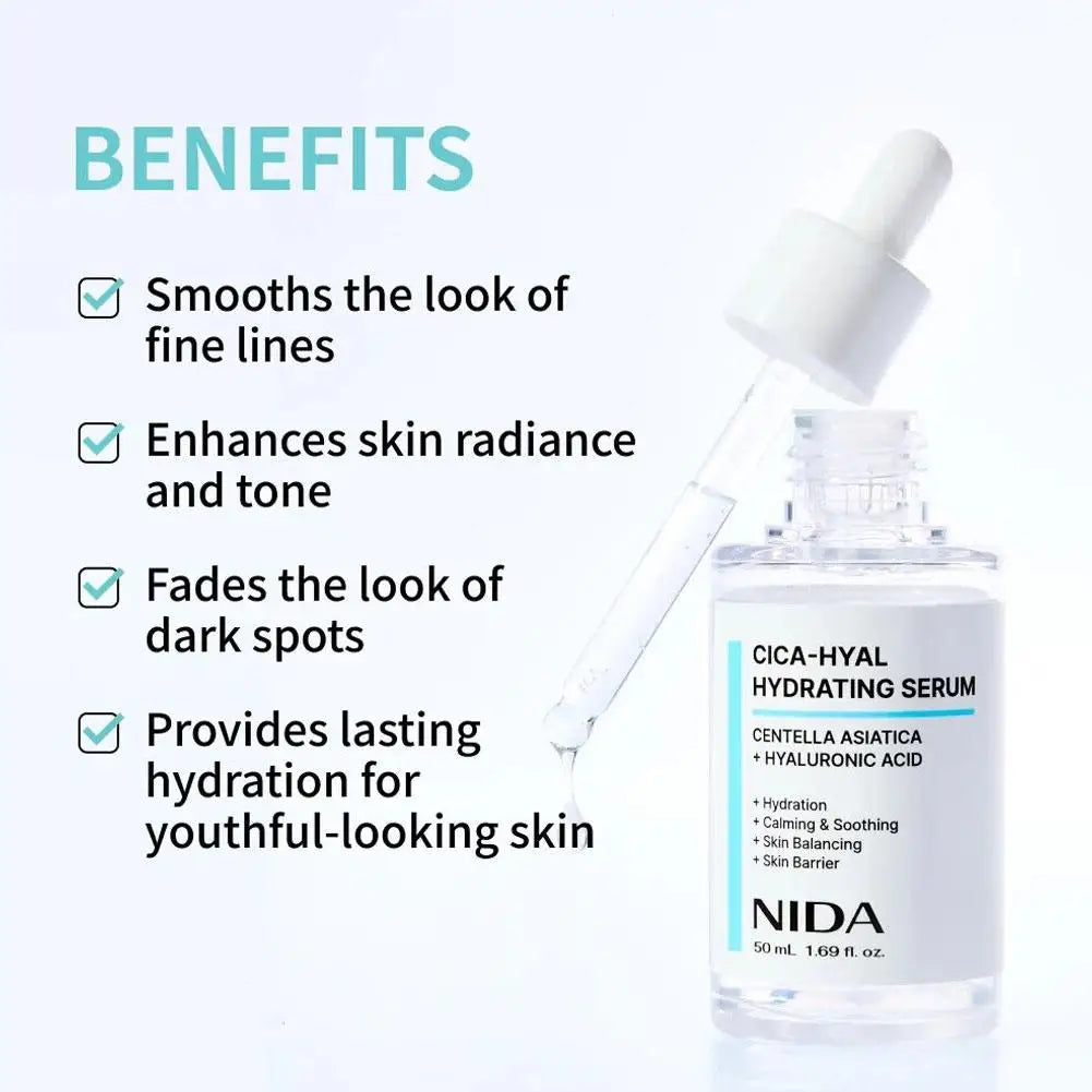 Sérum NIDA CICA-HYAL 50ml Centella Asiatica Soulage les rougeurs Répare la barrière cutanée Hydratant Pour peaux sensibles
