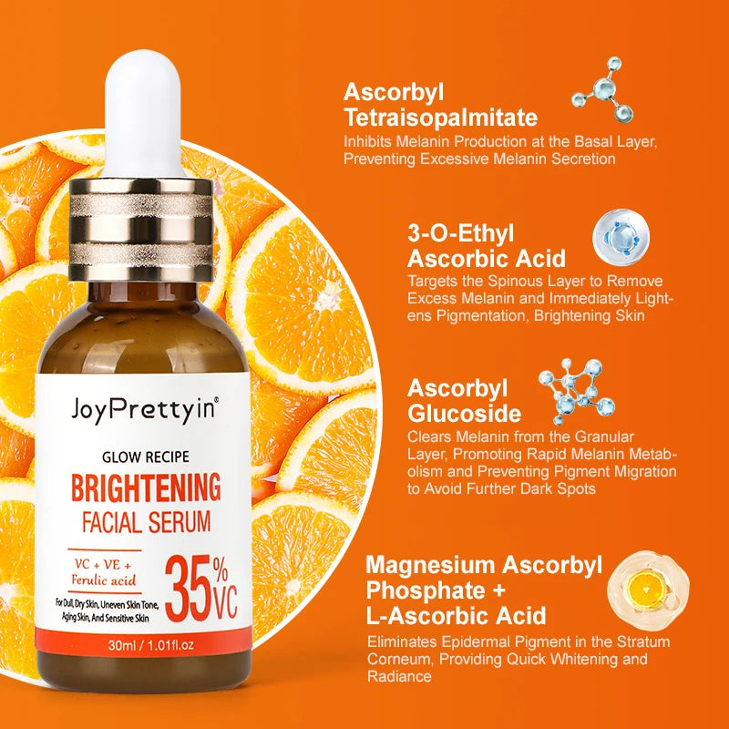 Sérum pour le visage à la vitamine C, blanchissant, élimination des taches foncées, acide hyaluronique, Essence pour le visage, produits de soins pour la peau, 30ML