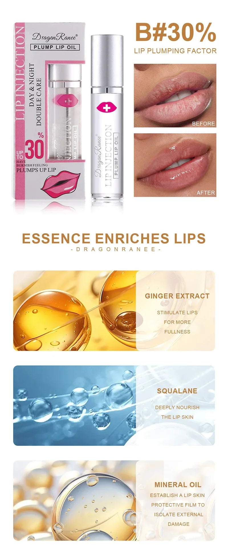Huile Volumineuse Instantanée, Rouge à Lèvres Hydratant Anti-déformable, Soin Sexy, Maquillage