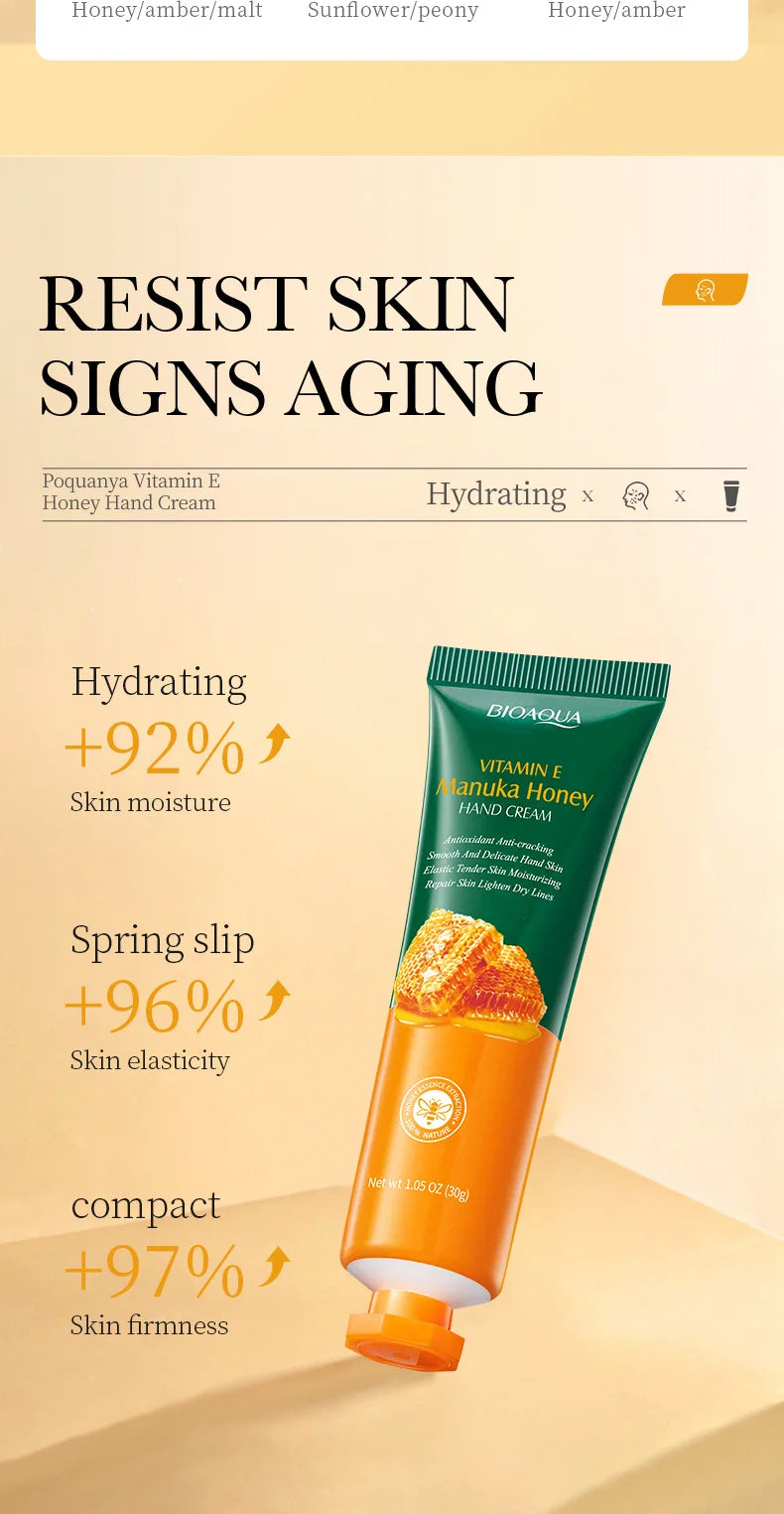 Crème pour les mains au miel et à la vitamine E BIOAQUA, hydratante, anti-rides, blanchissante, nourrissante, soin de la peau des mains