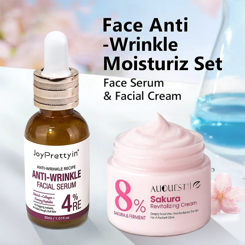 Ensemble de soins de la peau Anti-rides, sérum au rétinol et crème Sakura, dissolvant de ridules, Anti-vieillissement, nourrissant, resurfaçage du visage, soins pour la peau