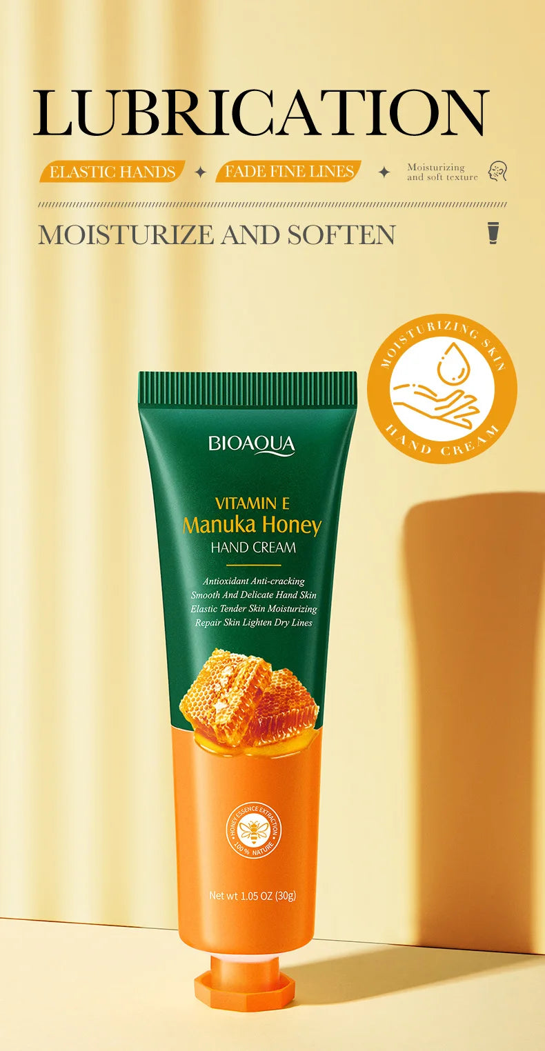 Crème pour les mains au miel et à la vitamine E BIOAQUA, hydratante, anti-rides, blanchissante, nourrissante, soin de la peau des mains