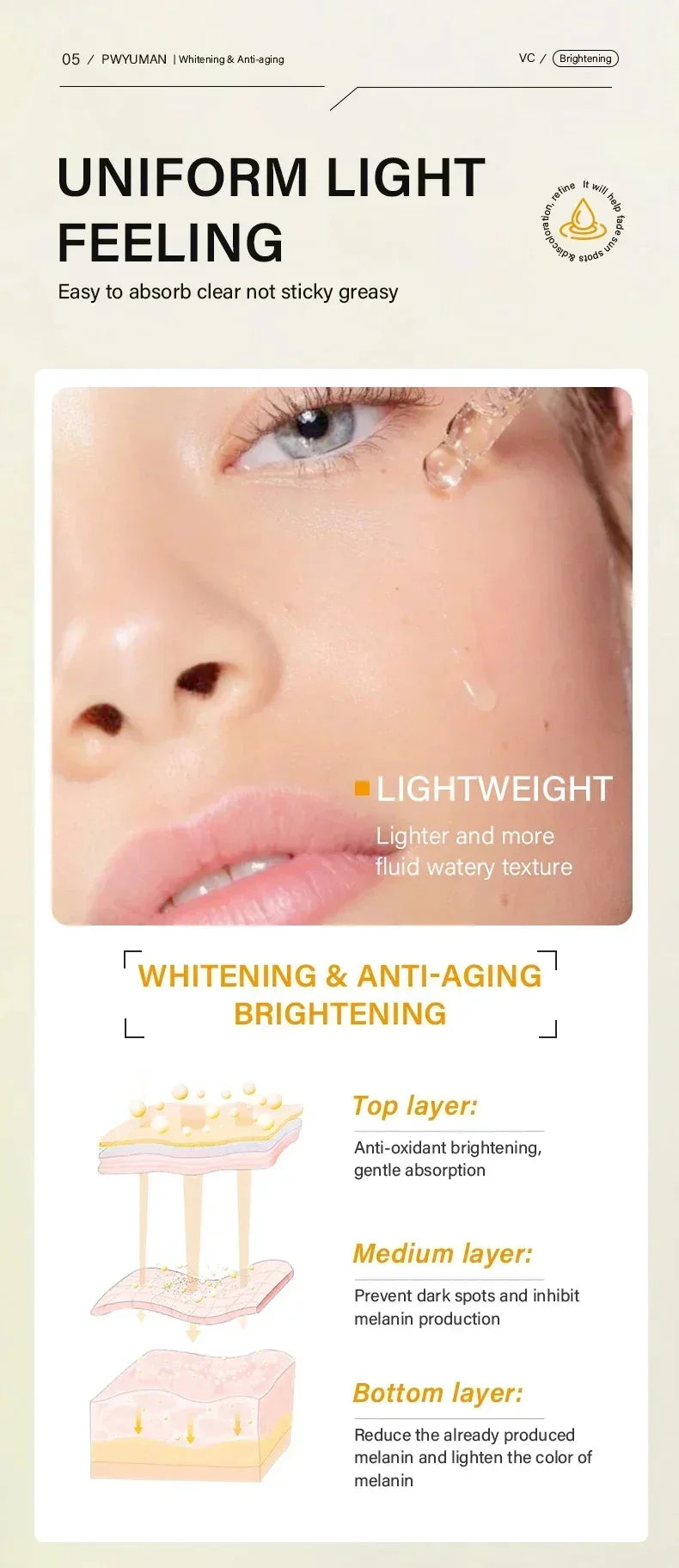 Injuste-Sérum blanchissant pour le visage, élimine les taches foncées et les taches de rousseur, correcteur de mélanine, anti-pigmentation, éclaircit la peau, produits de soins de beauté