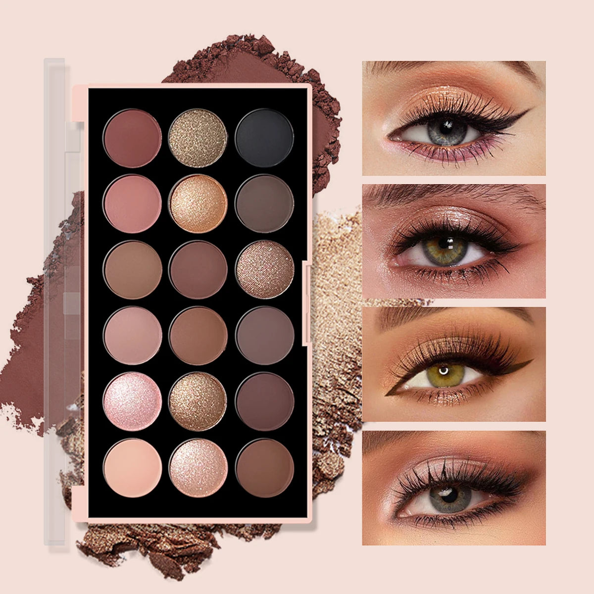 Palette de fards à paupières nacrés, 18 couleurs, mat, scintillant, tons de terre, longue durée, haute Performance, maquillage de beauté