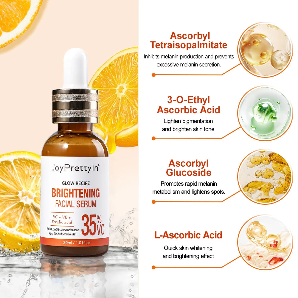 Sérum blanchissant pour le visage à la vitamine C, estompe les taches foncées, acide hyaluronique, réparation hydratante, Essence pour le visage terne, produits de soins pour la peau