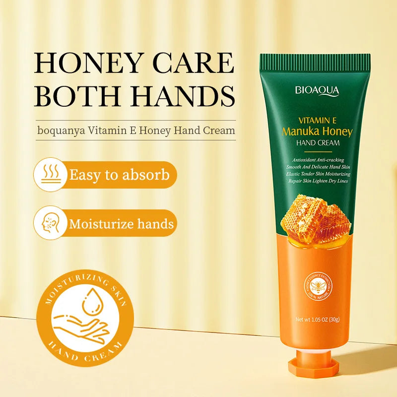 Crème pour les mains au miel et à la vitamine E BIOAQUA, hydratante, anti-rides, blanchissante, nourrissante, soin de la peau des mains