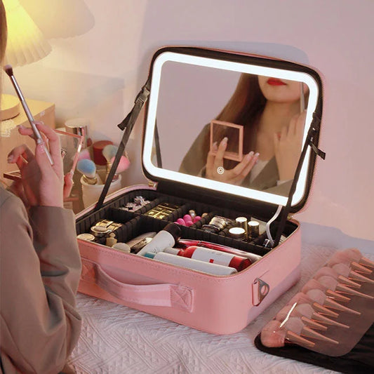 Mallette cosmétique LED intelligente avec miroir intégré